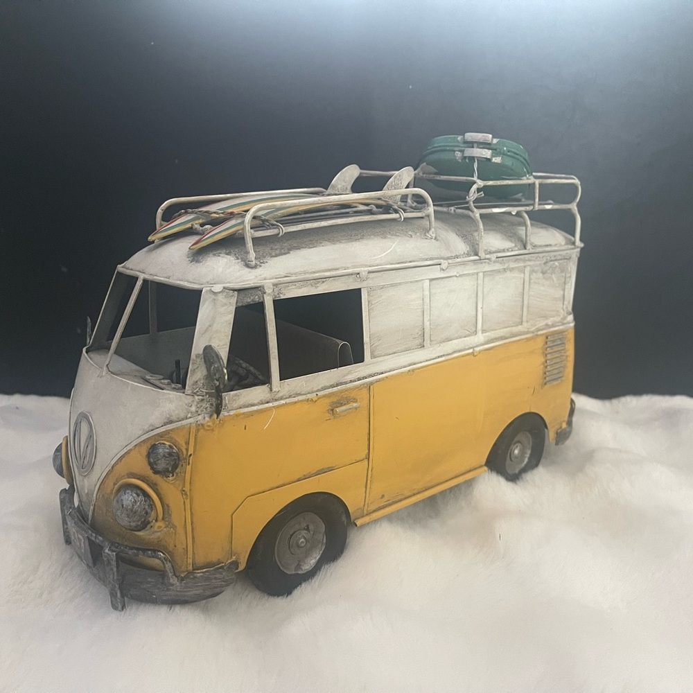 Vintage-Style Metal Van Decor Model | Surf-Themed Display